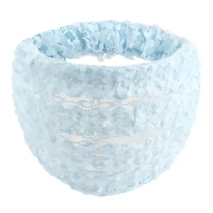 Fascia per capelli floreale in pizzo azzurro donna cerchietto largo accessorio chic bello