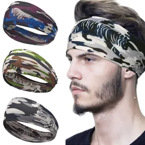 Fascia Sportiva da Uomo Camouflage Strisce di Tigre Stampa Assorbente Sudore Elastica per Corsa Palestra Fitness Copricapo Elastico