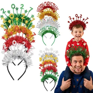 Frohe Weihnachten 2027 Frohes Neues Jahr Stirnband Stern Lametta Glitzer Kopfschmuck Festliche Party Dekoration Haarschmuck Für Damen Kinder