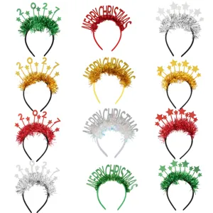 Weihnachten Neujahr 2027 Haarreif Lametta Stern Kopfschmuck festliche Party Haarschmuck Glanz