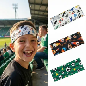Fascia per Capelli Sportiva in Poliestere Stampato Assorbente Sudore Elastica Fascia Calcio Tema Coppa del Mondo Accessori Capelli per Fitness Corsa Unisex