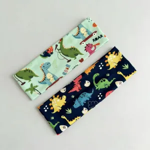 Fascia per capelli sportiva elastica dinosauro cartone animato per bambini carina stampa