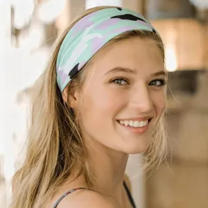 Modurna fascia per capelli larga mimetica da donna, fascia yoga traspirante, copricapo elastico.