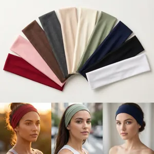 Fascia per Capelli Sport Yoga Minimalista in Tessuto Dralon da Donna Assorbente Sudore Fascia per Capelli Elastica Tinta Unita in Maglia Accessori per Capelli
