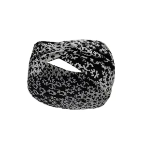 Fascia per capelli sportiva elastica floreale in bianco e nero, ampia fascia yoga per corsa.
