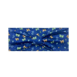 Fascia elastica stampata per donne, fascia per capelli con motivo a farfalla blu per sport e yoga.