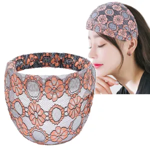 Fascia per capelli larga in pizzo stile coreano floreale accessori capelli per donne.