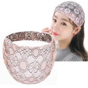 Fascia per capelli in pizzo sottile stile coreano da donna, copricapo floreale cavo traspirante.