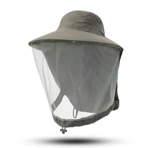 Outdoor Moskitosonnenhut mit breiter Krempe und atmungsaktivem Mesh-Schleier zum Wandern.