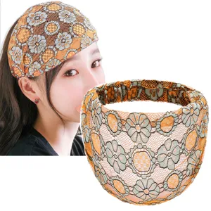 Fascia per capelli in pizzo floreale coreano ampia copertura traforata da donna moda quotidiana