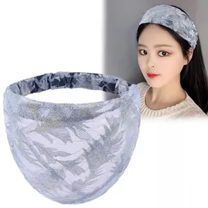 Elegante Fascia Larga in Pizzo per Donna Stile Coreano Motivo Floreale Turbante Elastico Fascia per Capelli Traspirante Semplice
