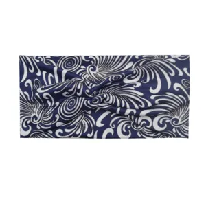 Fascia per capelli elastica stampata incrociata da donna, fascia sportiva yoga, accessorio blu.