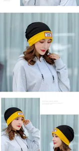 Donna autunno inverno caldo berretto lavorato maglia blocco colore moda comodo casual cappello