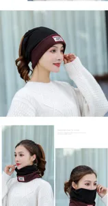 Berretto sciarpa multifunzionale invernale da donna, cappello caldo antivento in maglia.