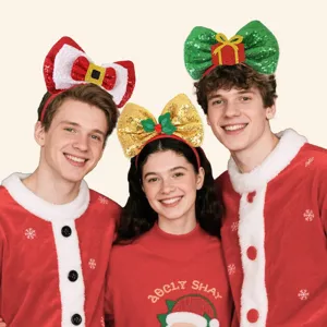 Weihnachtliche große Schleife Haarreif Pailletten Haarschmuck für Damen und Kinder Party