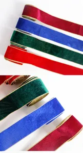 6.3cm Samt Weihnachtsband Drahtkante Stoff Borte für DIY Schleifen Baumdeko Geschenkverpackung