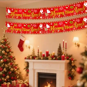 Christmas rain silk curtain banner new year party decoration fringe garland backdrop props