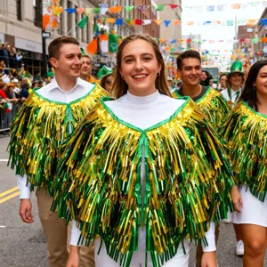 St. Patrick's Day Lametta Poncho grün gold Fransen Umhang Erwachsene Kinder Kostüm Zubehör