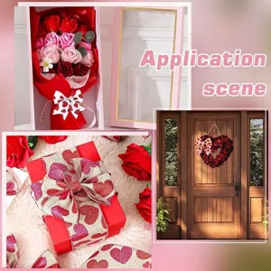Valentinstag Herz Band Detail zeigt Geschenkbox Dekoration und Anwendungsszene Setup.