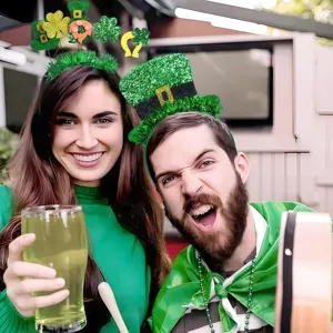 St. Patrick's Tag Haarreif Kleeblatt grüner Zylinder Haarreif irische Party festliche Deko Haarschmuck