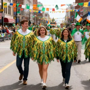 St. Patrick's Tag Gold Grün Lametta Fransen Umhang Party Deko festlicher Kostüm Umhang.