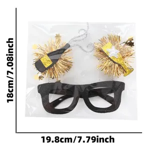 Neujahr Party Brille Foto Requisiten schwarz gold glitzernde Brillenfassungen fuer Feier