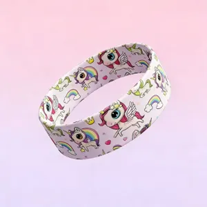 Carina fascia per capelli con unicorno cartone animato morbida elastica per il trucco rosa.