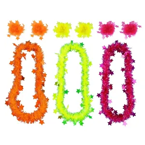 Neon Stern Lametta Girlande und Armband Set fur leuchtende Party Dekoration und Feste.