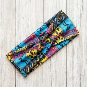 Fascia sportiva stampata retrò bohémien, fascia elastica annodata per yoga fitness e corsa.