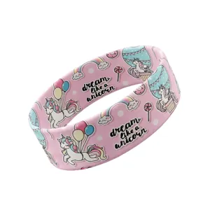 Fascia per capelli rosa carina con stampa unicorno per trucco sport fitness quotidiano