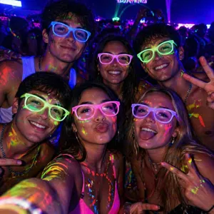 Neon Glow Brille LED Leuchten Nachtglühen Party Dekorativ Farbig Fluoreszierend Foto Requisiten Club Rave Cyberpunk Brillengestell
