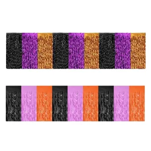 Halloween metallic tinsel fringe table skirt party decoration foil curtain strips.