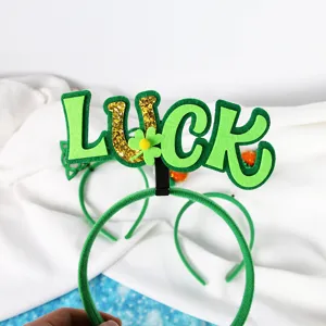 St. Patrick's Tag gruen Filz Kleeblatt Haarreif LUCK Buchstabe Party Kopfschmuck Haarschmuck