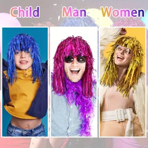 Multicolor tinsel wig metallic foil tassel headwear party carnival hair accessories