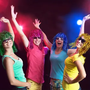 Colorful tinsel wig party headwear shiny metallic hair accessory for carnival events