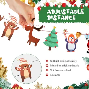 Weihnachtsgirlande Detail mit verstellbarem Abstand, dicker Karton und bunte Figuren.