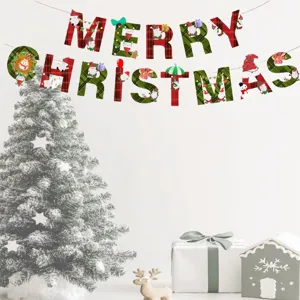 Weihnachten Banner bunte Buchstaben Girlande hängende Dekoration für Party Haus 3m