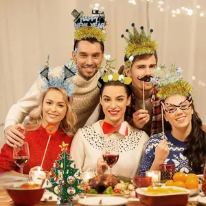 Capodanno cerchietto festa nero oro tema celebrazione festone accessorio cappello corona