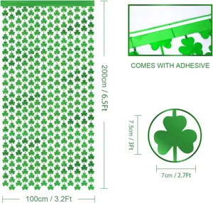 St. Patrick's Day green shamrock hanging curtain party decoration with adhesive tape