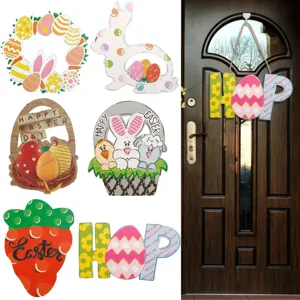 Ostern Holz Hängeschild Cartoon Hase Ei Türplakette Für Frühling Home Dekor Festliches Holzhandwerk Kaninchen Ornament Hängedekoration