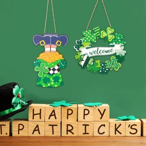 St. Patrick's Tag Holz Türschild hängende Kleeblatt Leprechaun Deko Party Zubehör.