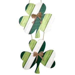 St. Patrick's Day Holz-Kleeblatt Hängeschild mit Jute Schleife, doppelte Schicht irische Deko.