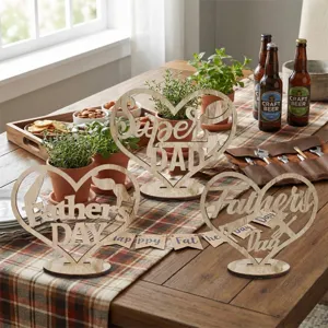 Vatertag Holz Herz Tischdeko ausgehoehlt Liebe Briefe Geschenk Schild Desktop Ornament