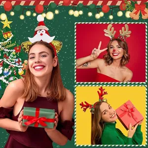 Christmas headband Santa hat reindeer antler hair hoop holiday party gift accessories