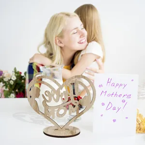 Decoración de corazón de madera para el día de la madre regalo de mamá escritorio