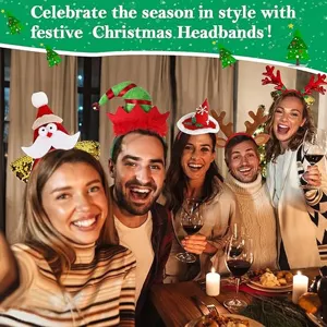 Festive Christmas headband party hair hoop Santa hat reindeer antler holiday dress up gifts