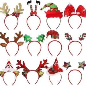 Christmas deer antlers headband santa hat tree hair hoop festive party hair accessories