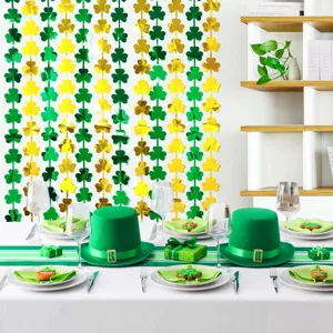 Rideau de franges en aluminium trèfle Saint-Patrick décoration de porte de fête irlandaise