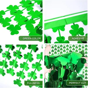 Green St. Patrick's Day shamrock foil fringe curtain party decorative hanging backdrop.