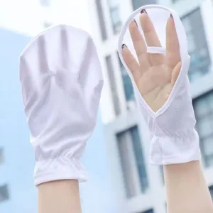 White mesh fingerless sun protection gloves for outdoor cycling and driving uv block